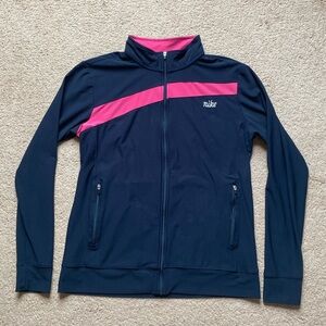 Nike navy and pink women’s zip up, size L